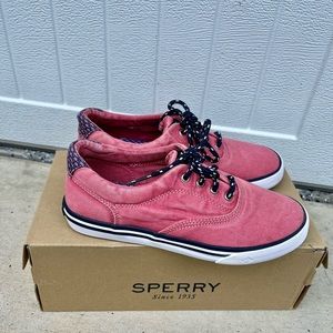 Sperry Vineyard Vines Washed Red Sneakers Boys Size 3